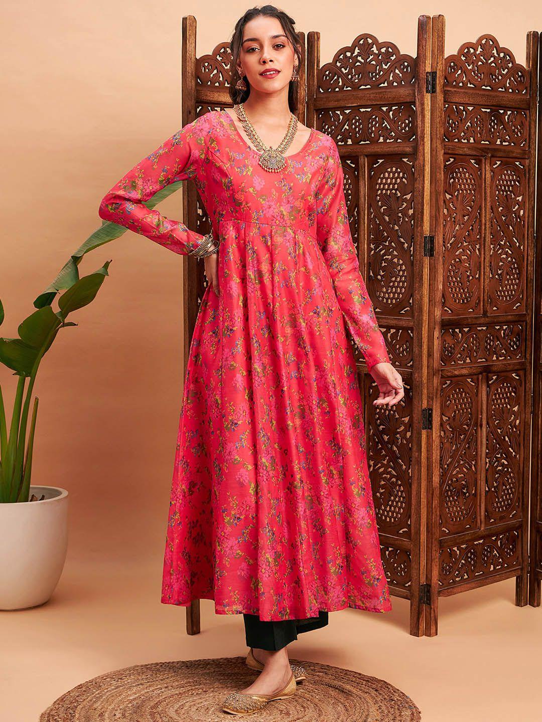 shae by sassafras women pink & blue chanderi silk kurta