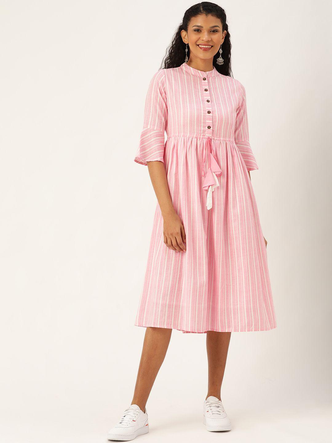 shae by sassafras women pink & white striped a-line dress