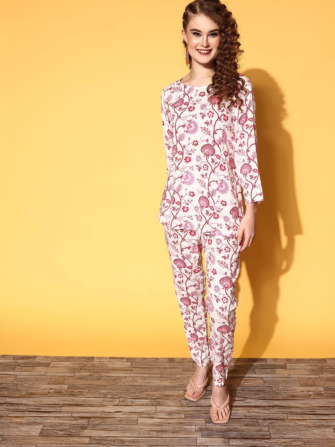 shae by sassafras women pink printed top with trousers