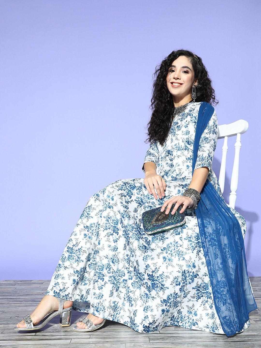 shae by sassafras women stunning blue floral volume control dress