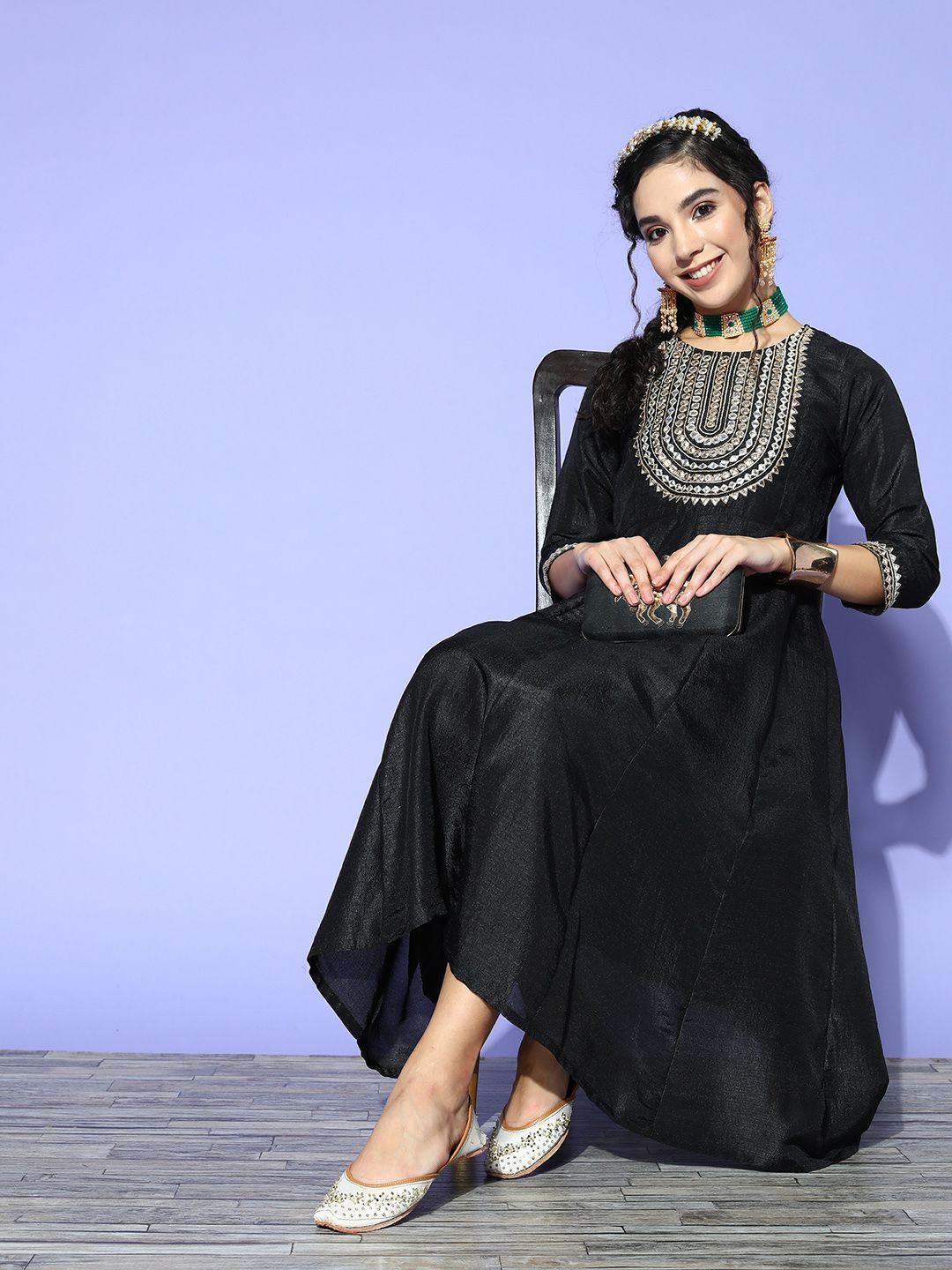 shae by sassafras women stylish black embellished shimmer & sequins dress