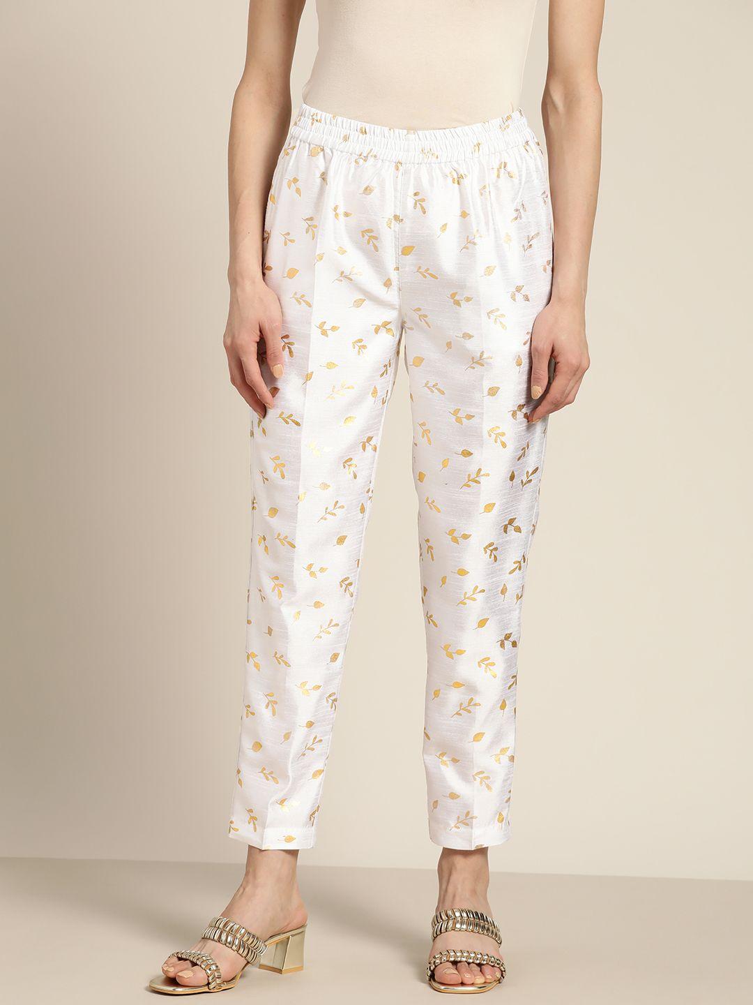 shae by sassafras women white floral printed trousers