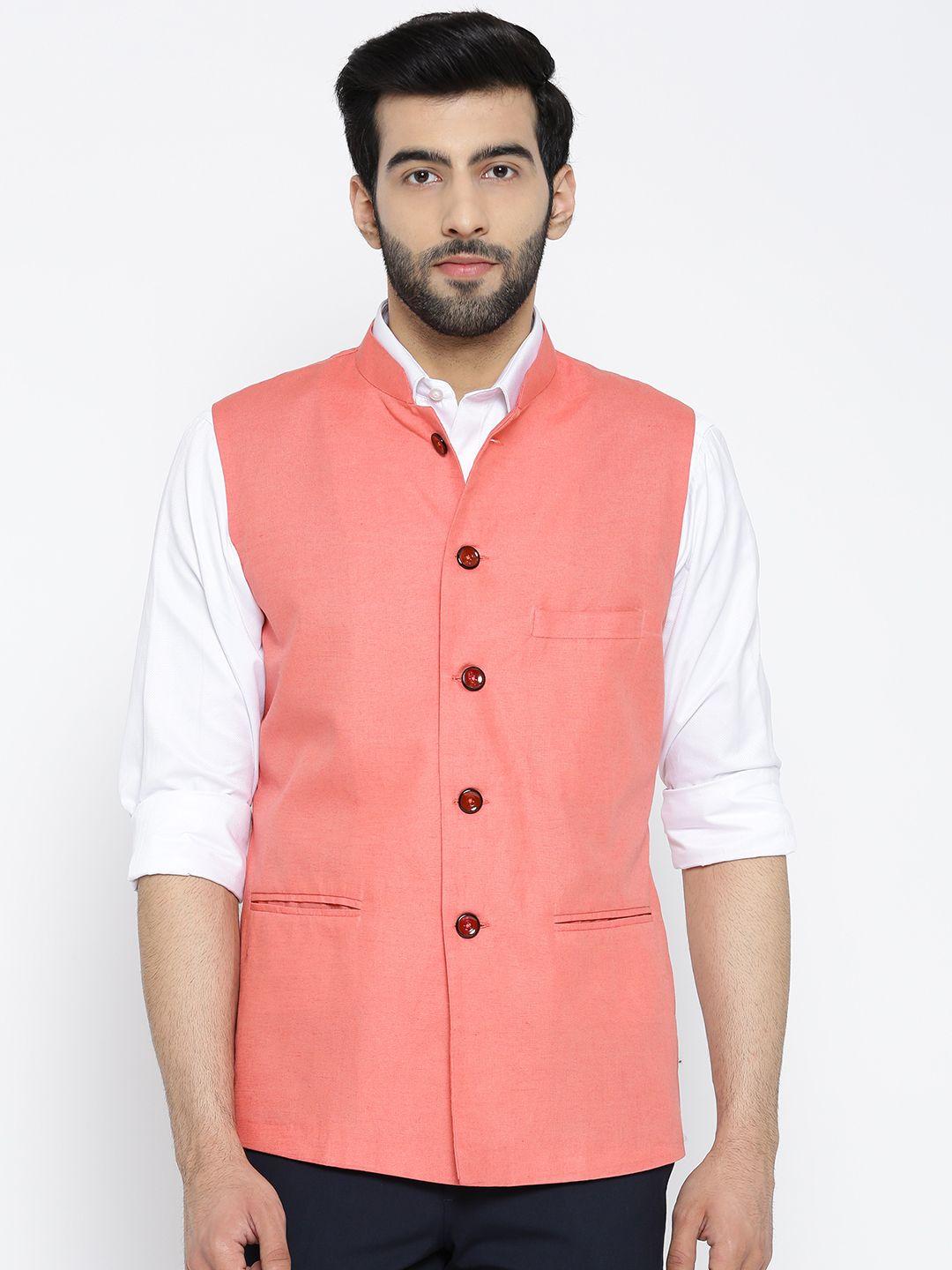 shaftesbury london coral pink nehru jacket