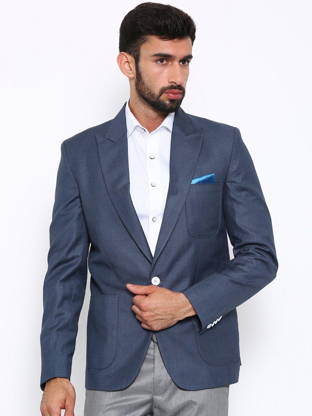 shaftesbury london men blue regular fit single-breasted formal blazer