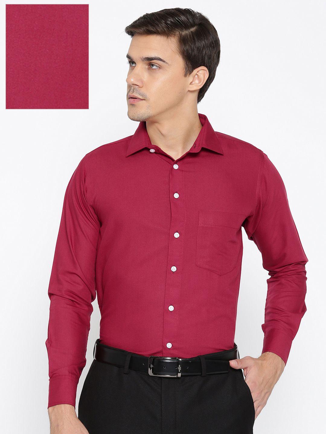 shaftesbury london men maroon smart slim fit solid formal shirt