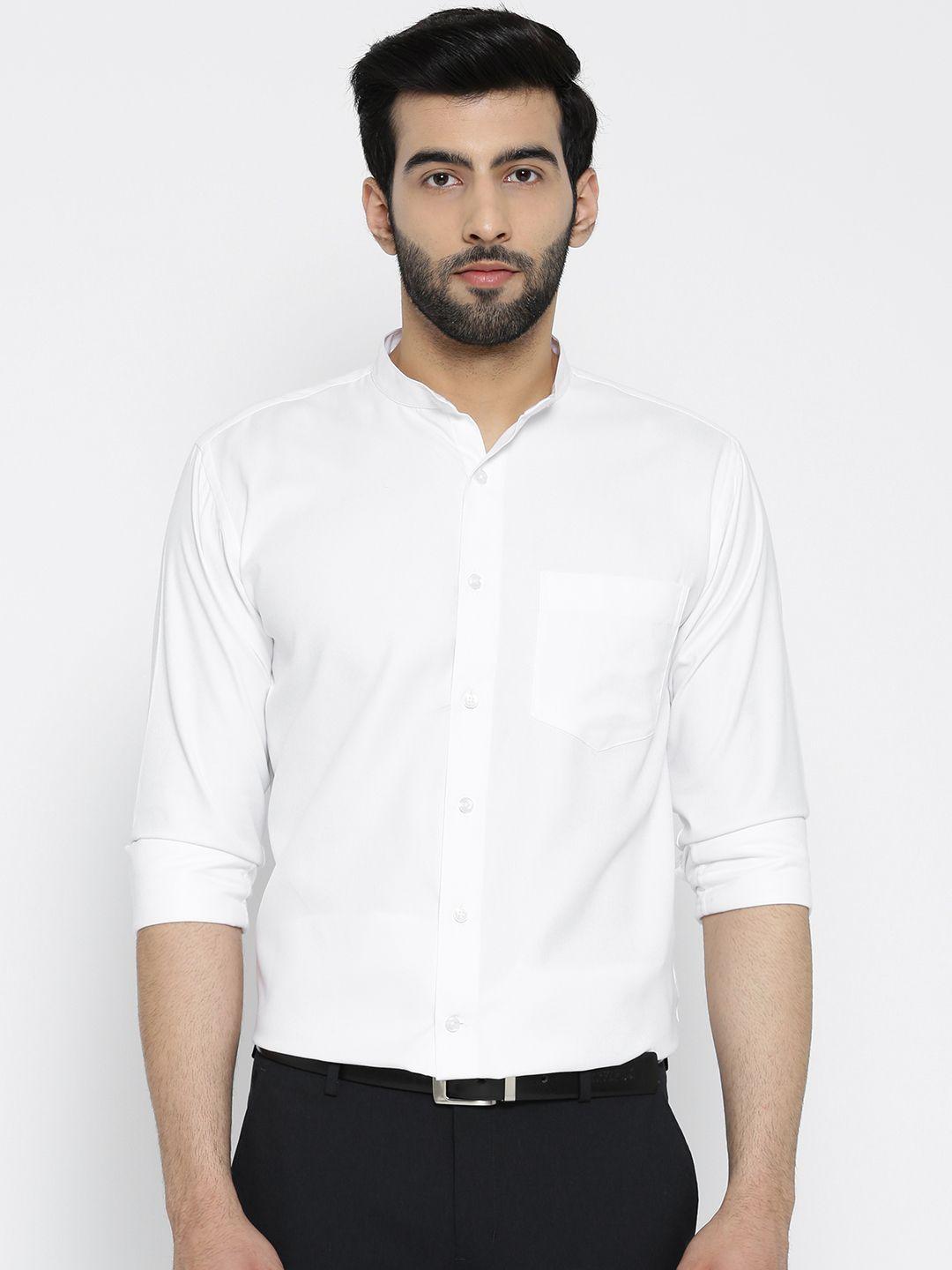 shaftesbury london men white smart slim fit solid semiformal shirt