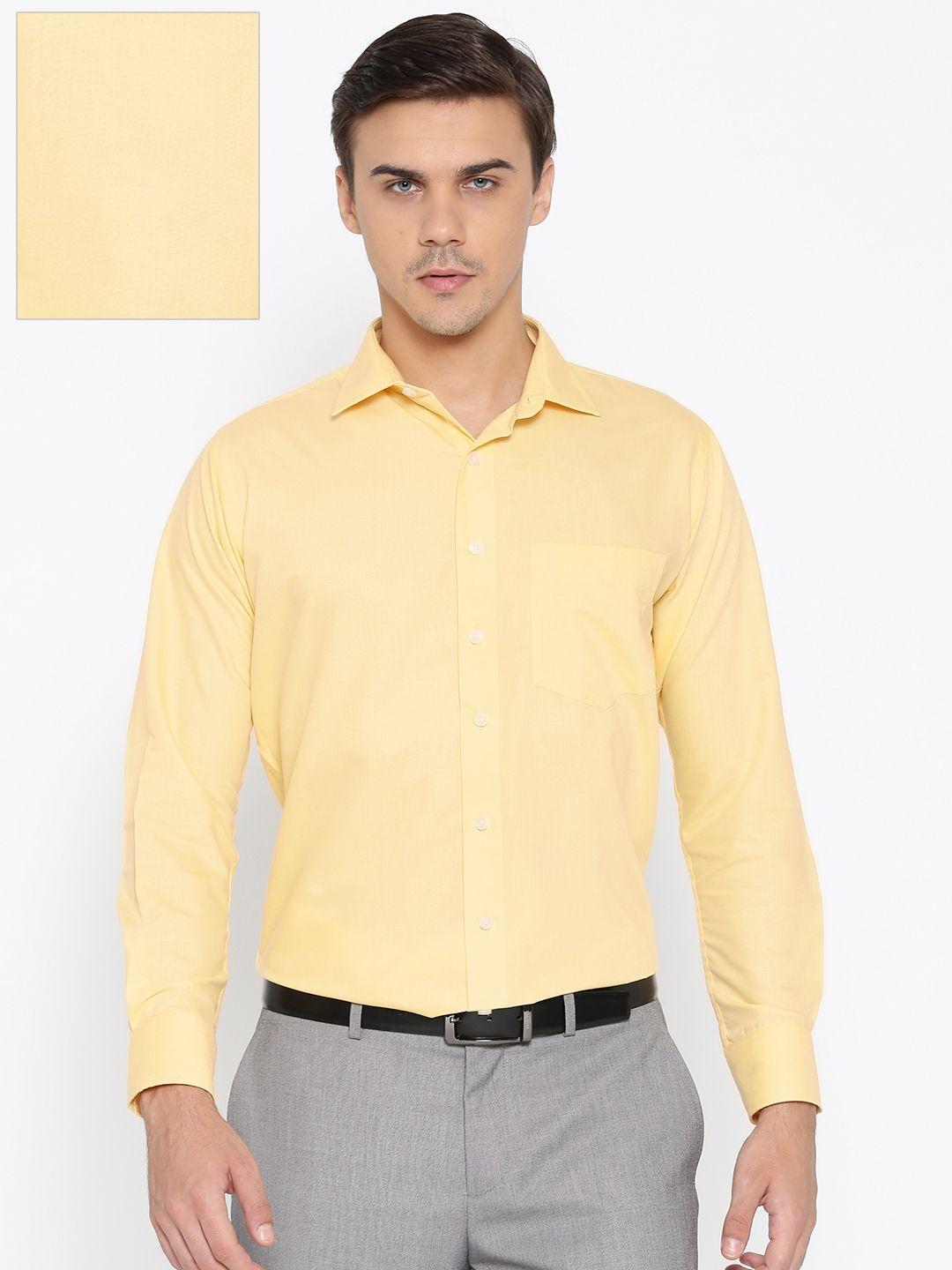 shaftesbury london men yellow smart slim fit solid formal shirt