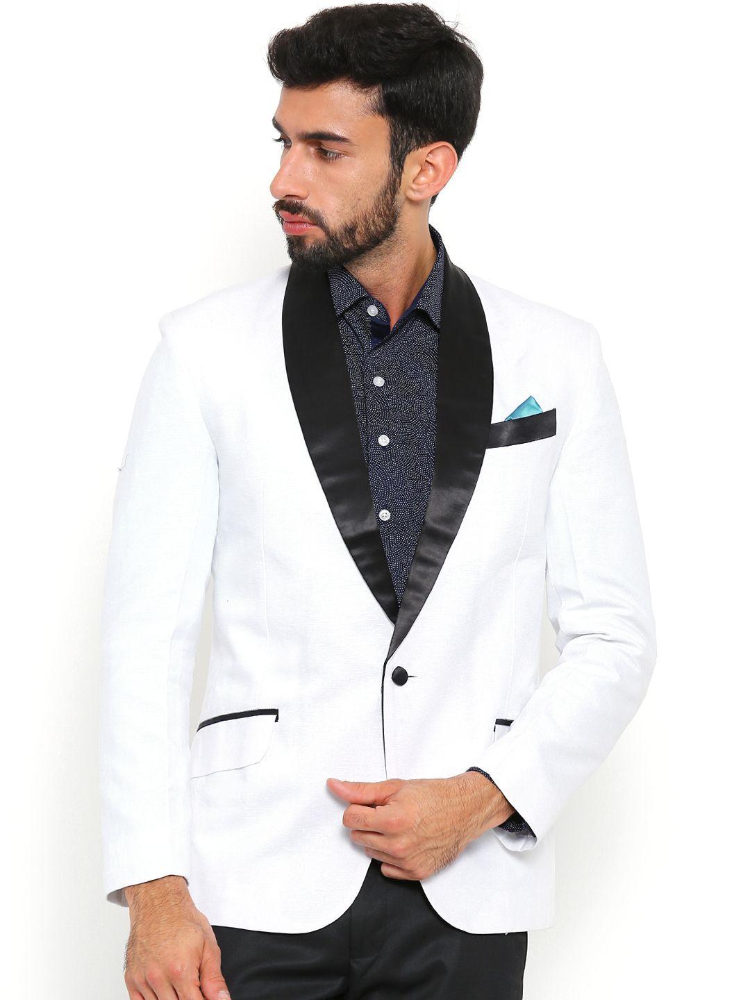 shaftesbury london white regular fit single-breasted party blazer