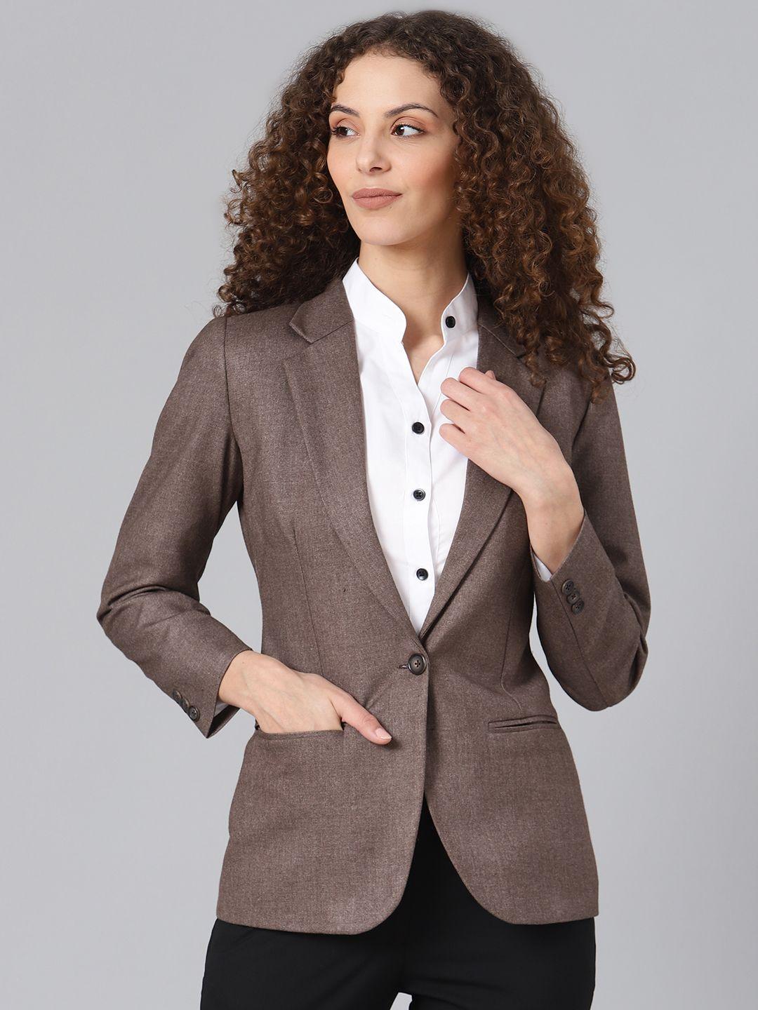 shaftesbury london women brown solid formal blazer