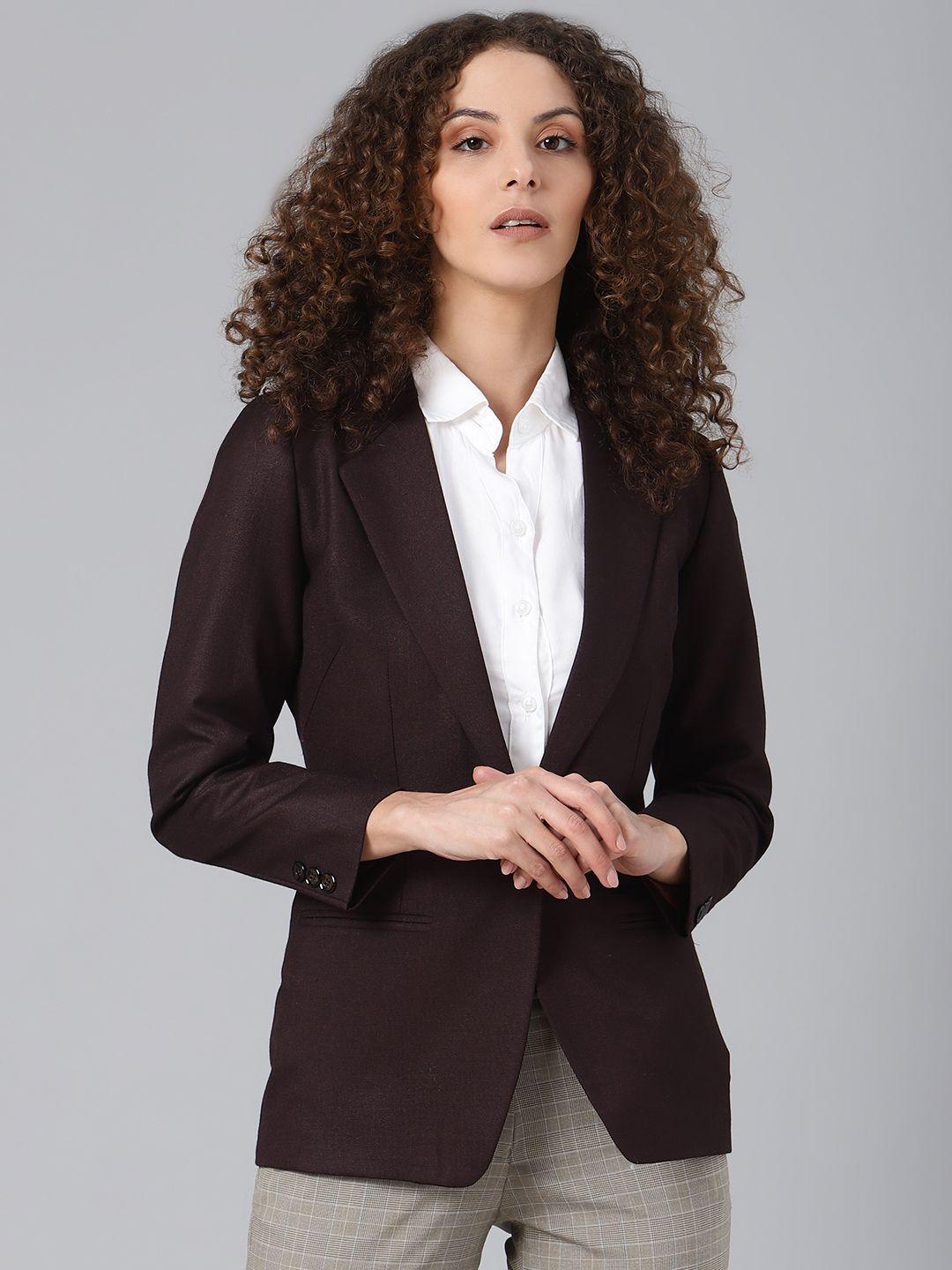 shaftesbury london women brown solid formal blazer