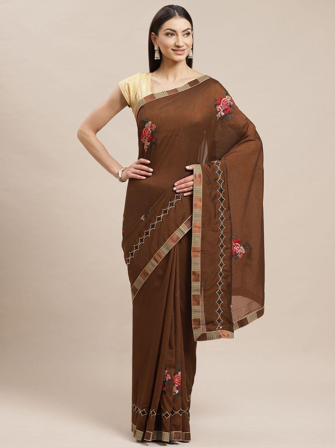 shaily brown embroidered saree