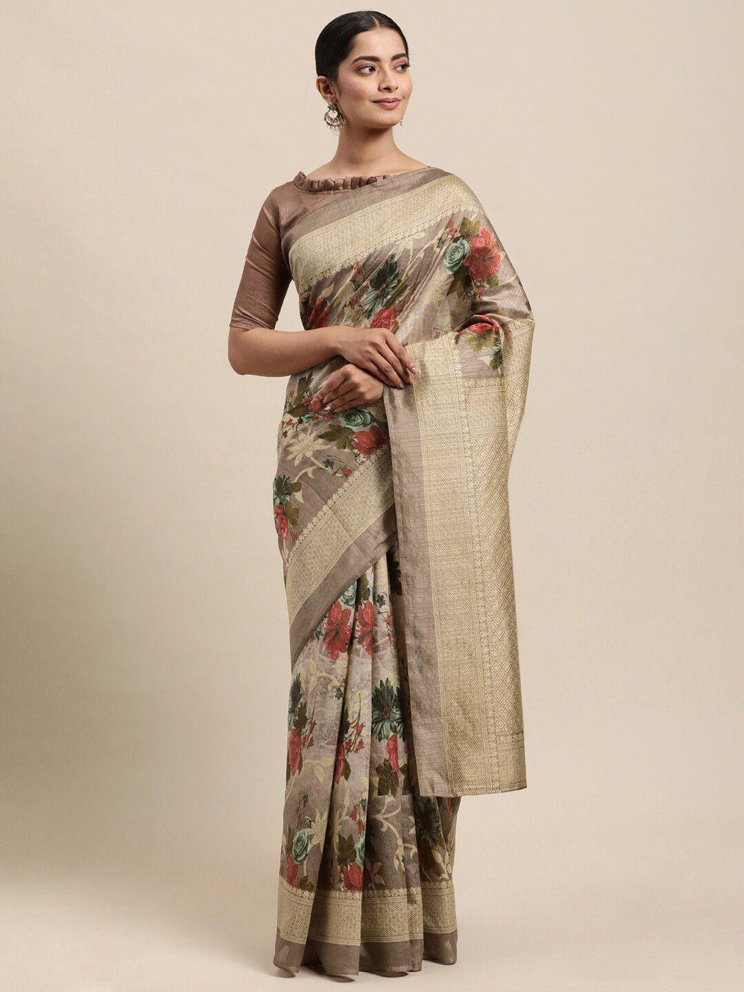 shaily floral printed zari art silk saree