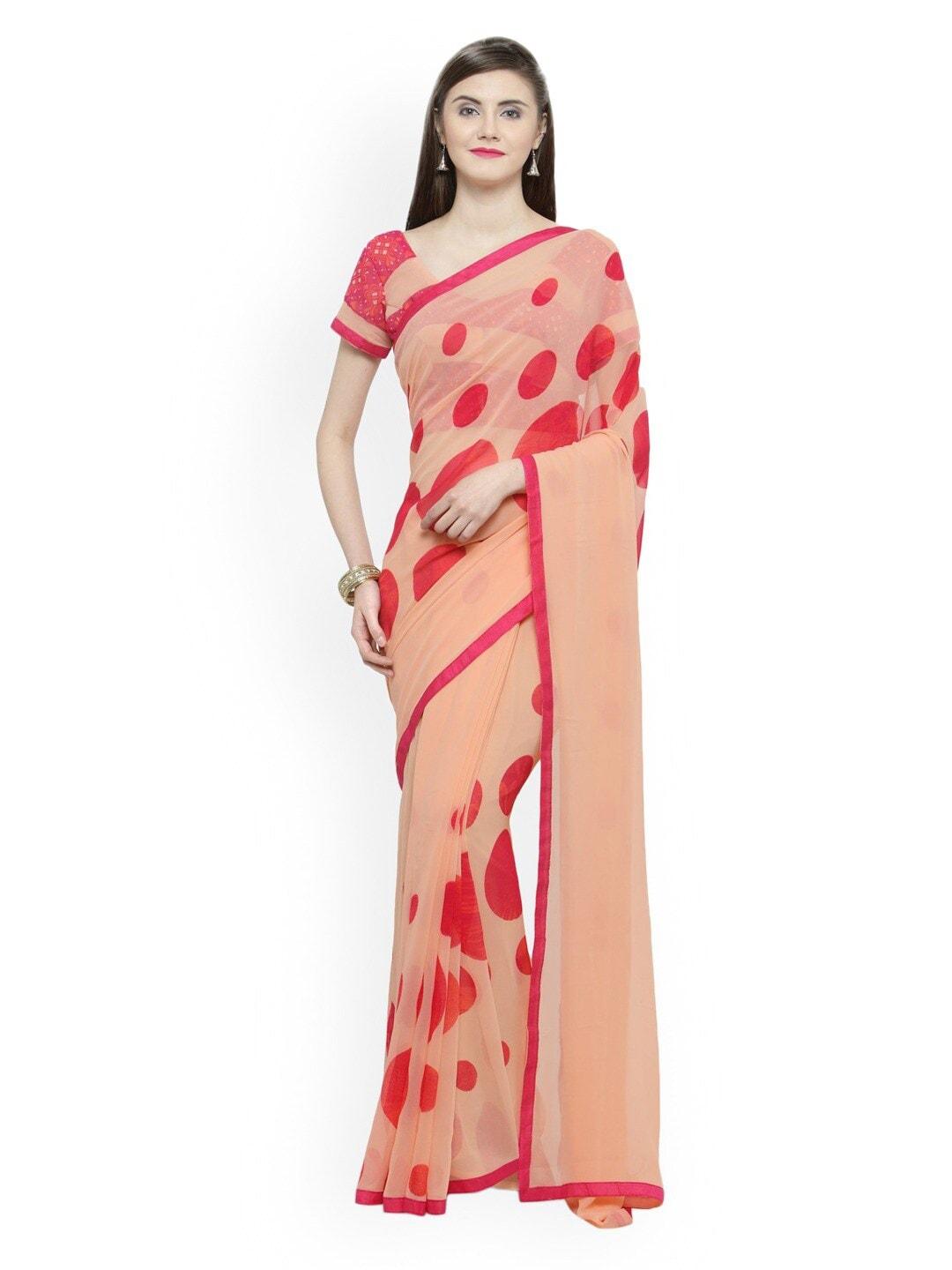 shaily polka dots printed pure georgette saree
