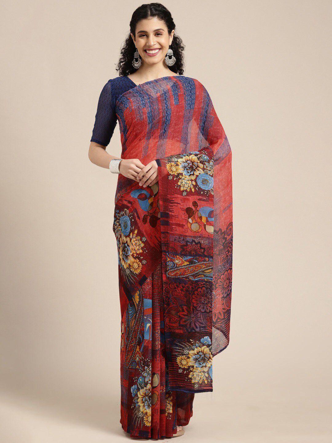 shaily  floral printed pure georgette saree