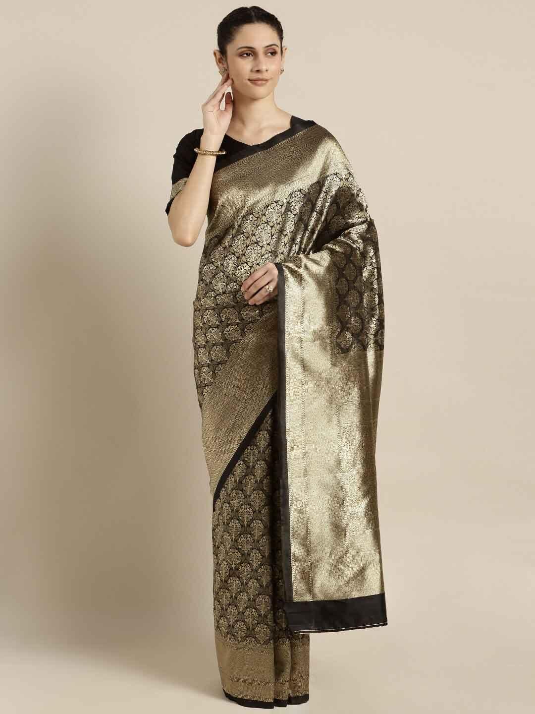 shaily copper toned ethnic motigs woven design zari saree