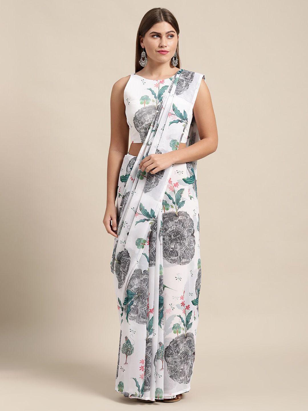 shaily floral printed pure georgette saree