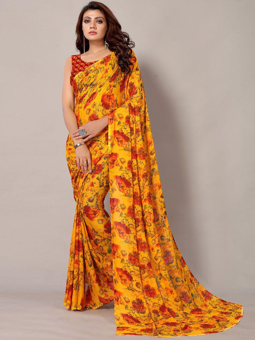 shaily floral printed pure georgette saree