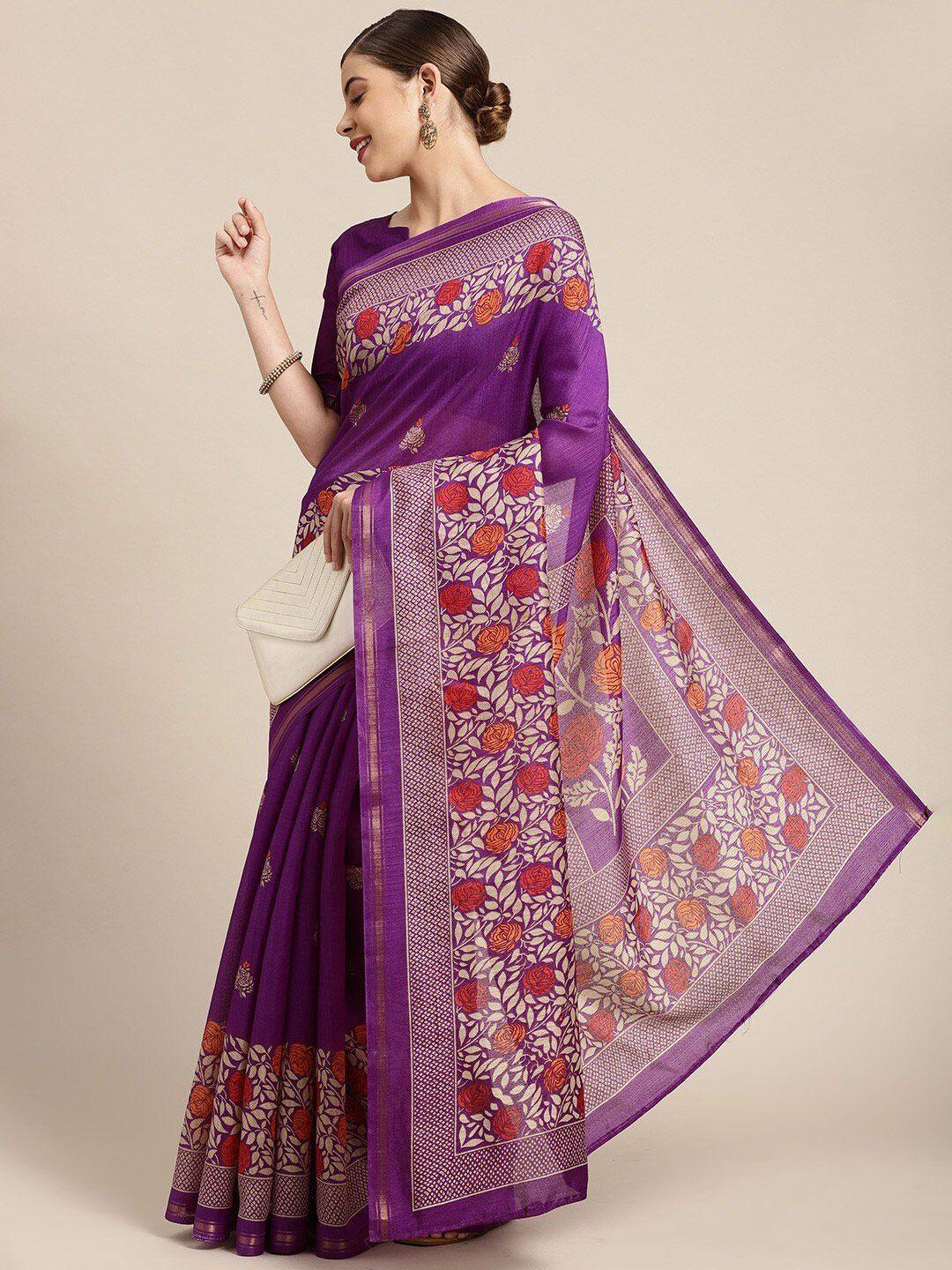 shaily floral zari printed saree