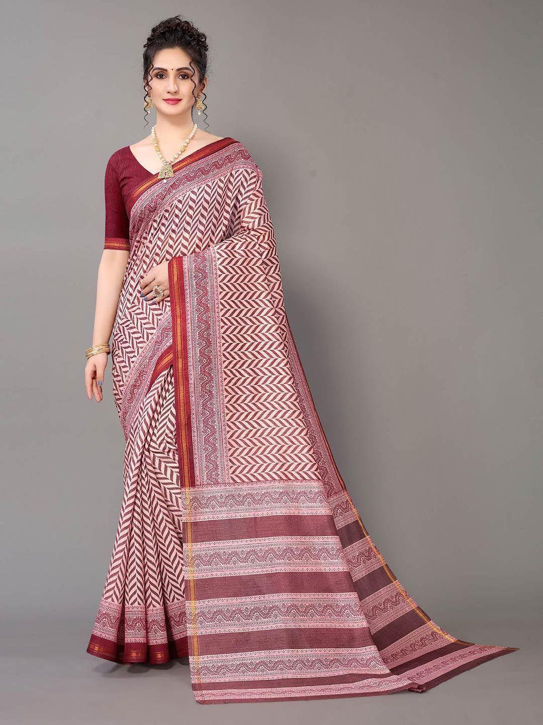 shaily geometric printed zari saree