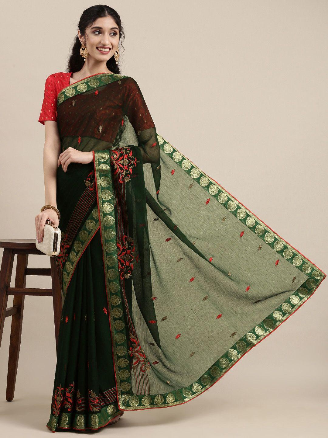 shaily green ethnic motifs zari saree