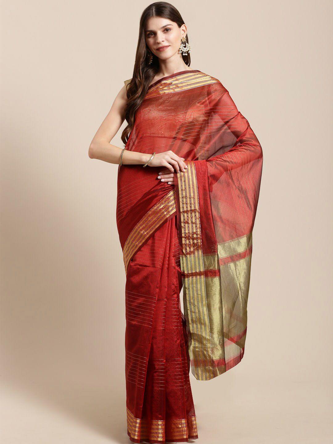 shaily maroon woven design zari saree