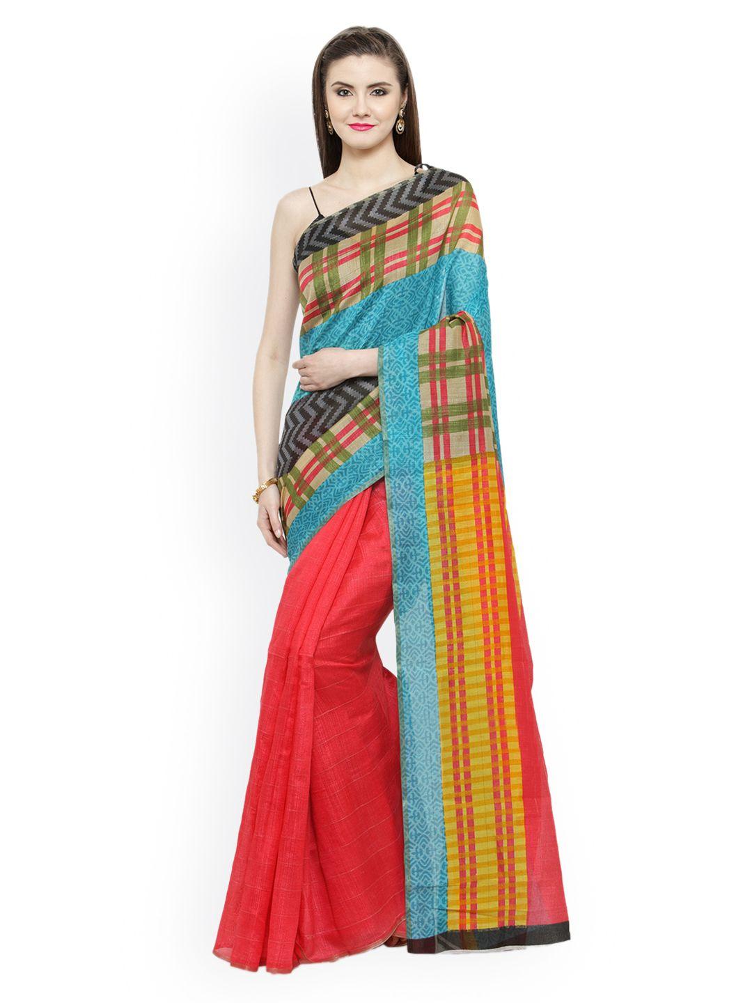 shaily multicoloured printed silk cotton saree