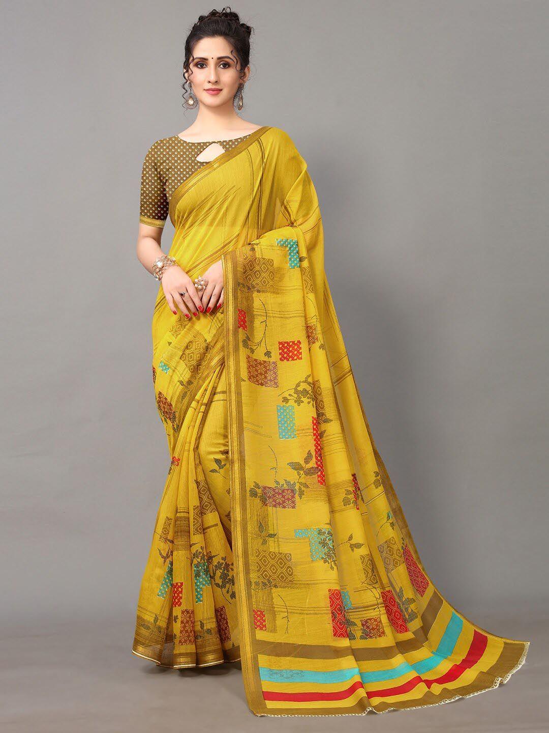 shaily mustard ethnic motifs saree