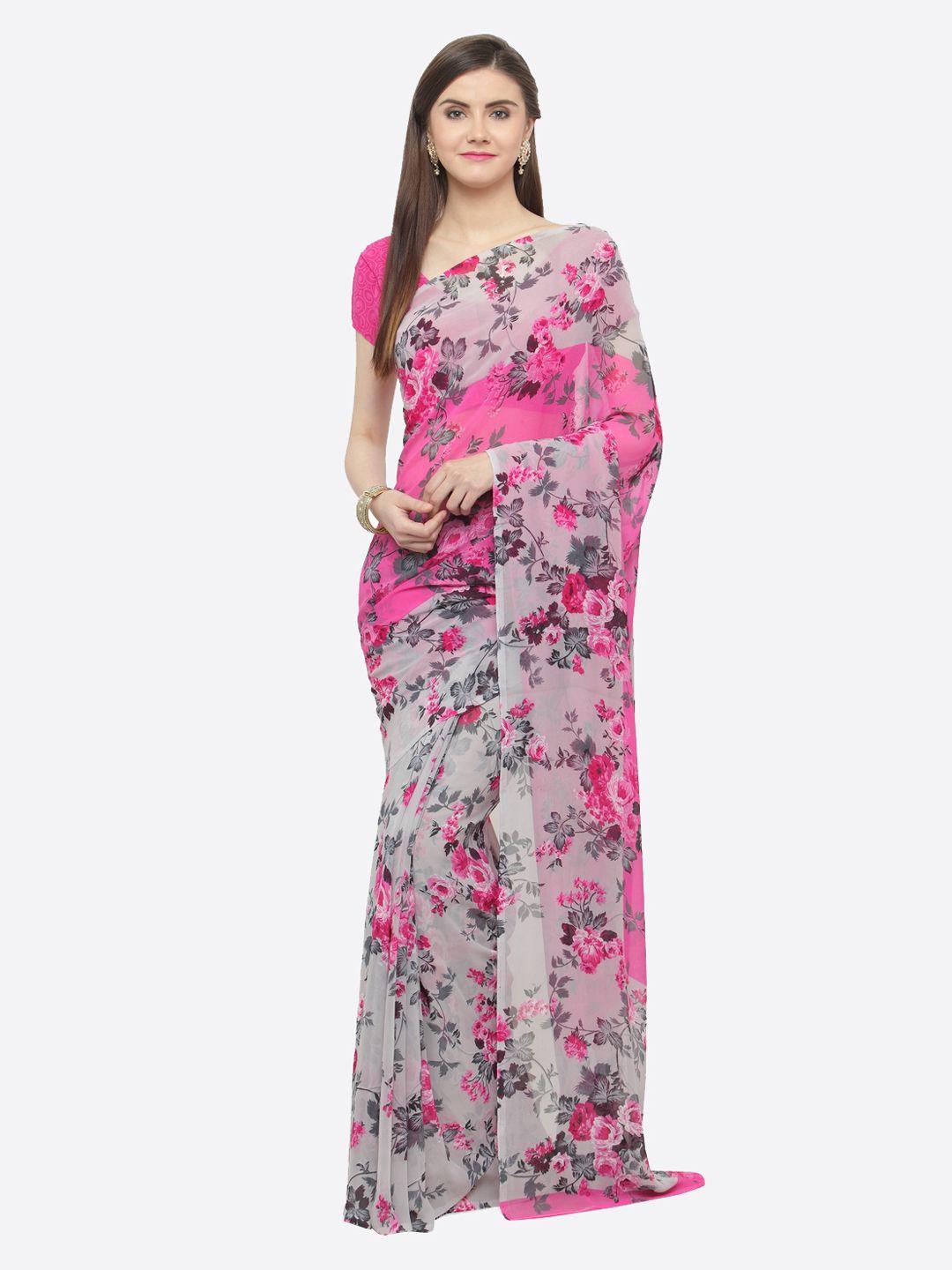 shaily pink printed pure georgette saree