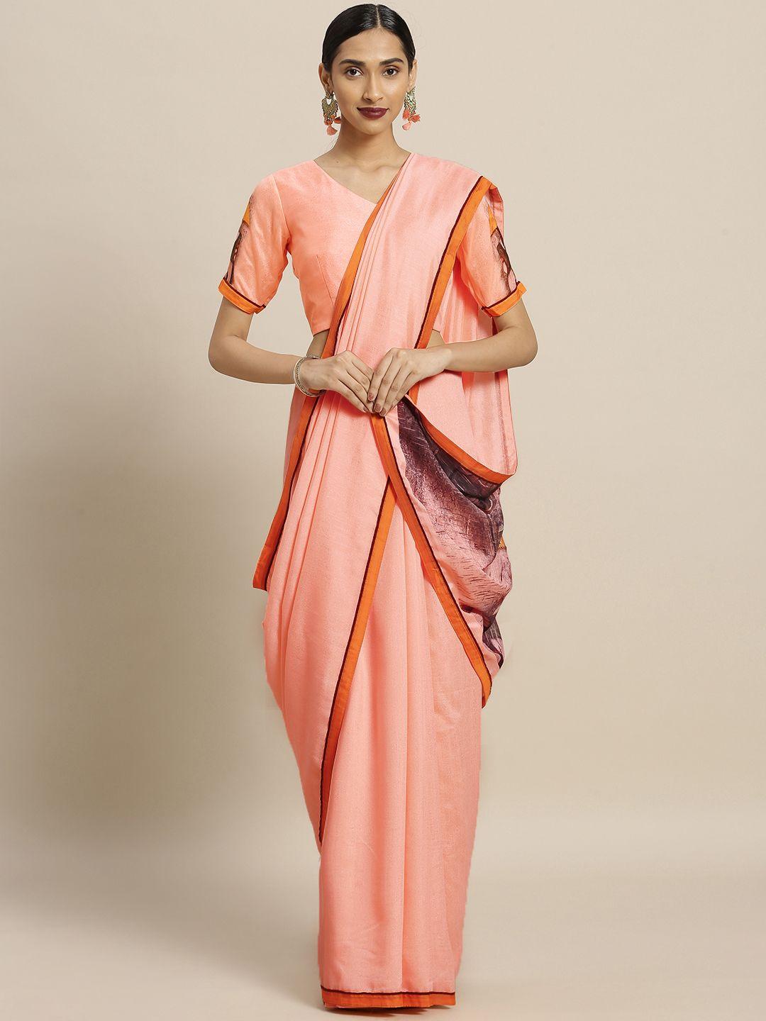 shaily pink solid pure georgette saree