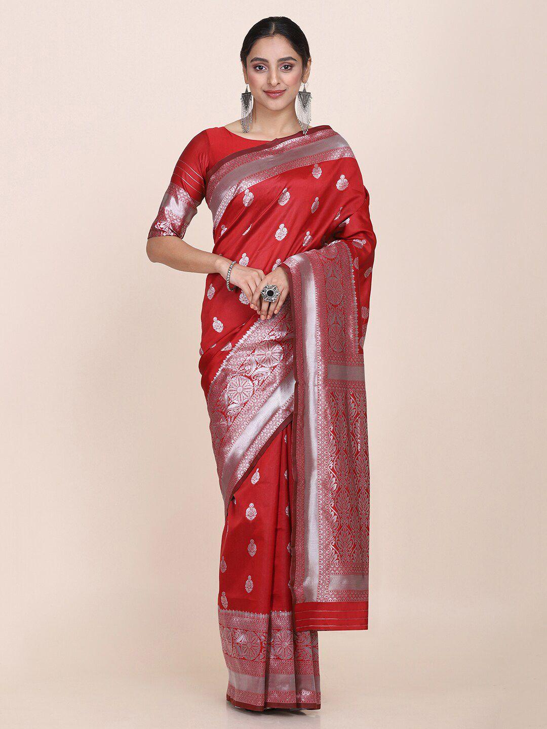 shaily women magenta woven designed saree