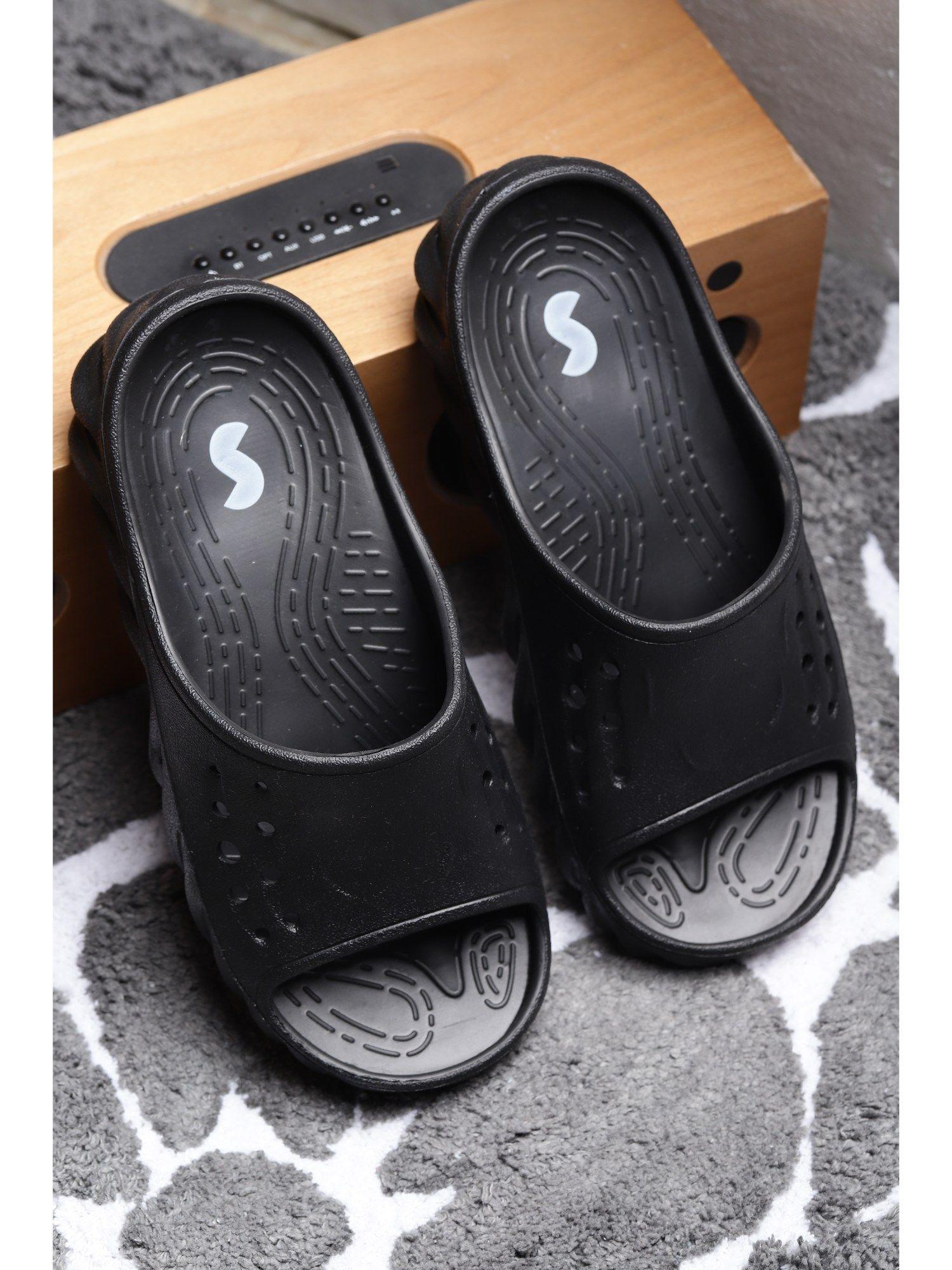 shaker black solid men sliders