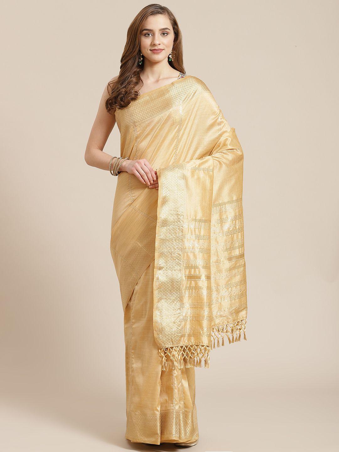 shangrila women beige ethnic motifs mysore silk saree
