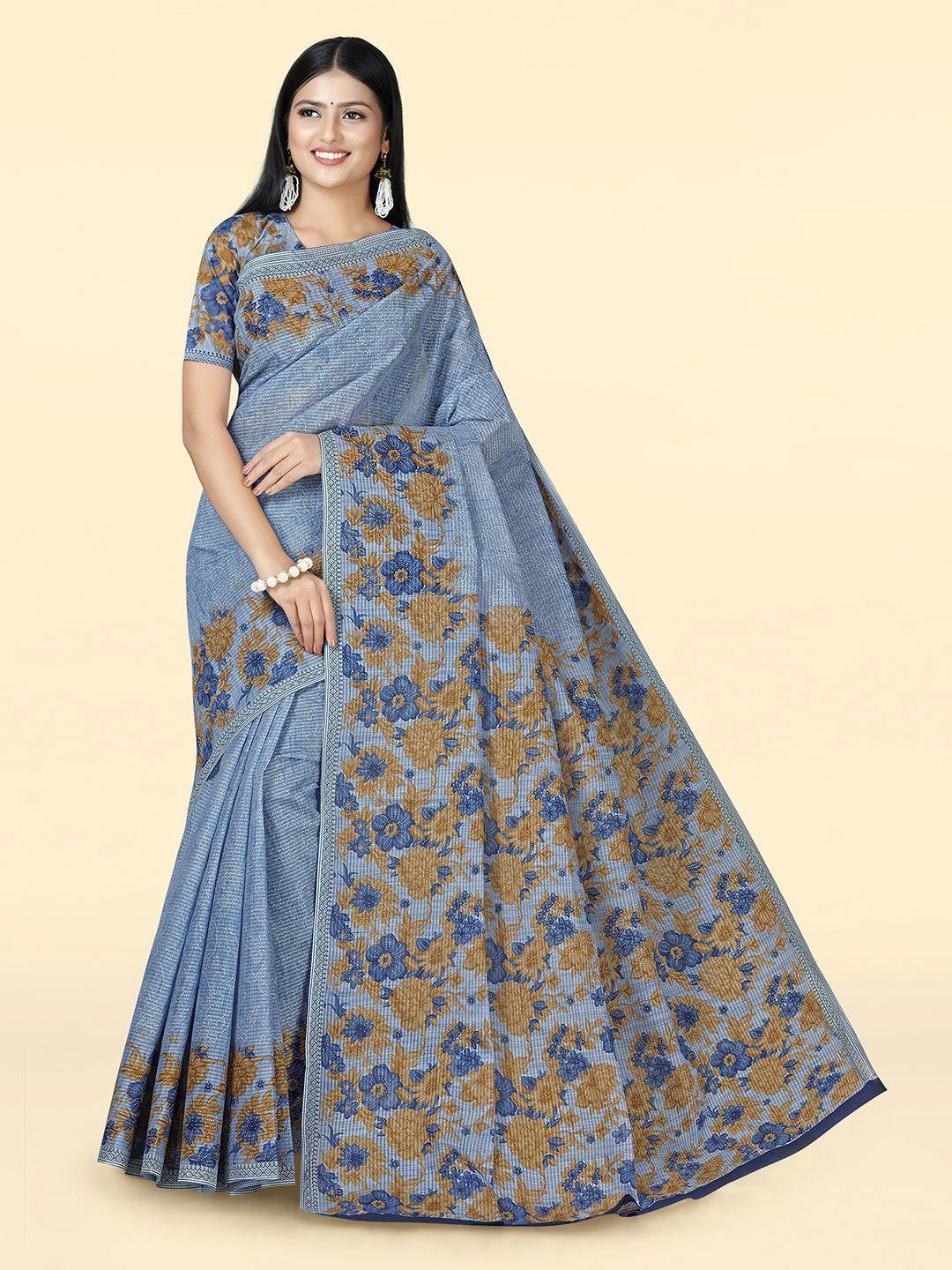 shanvika floral printed pure cotton saree