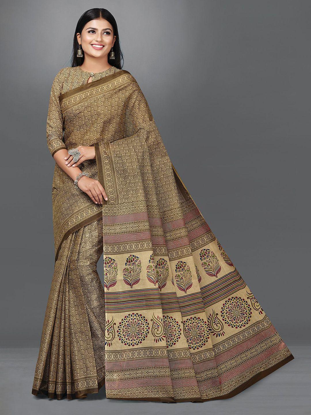 shanvika abstract printed pure cotton block print saree