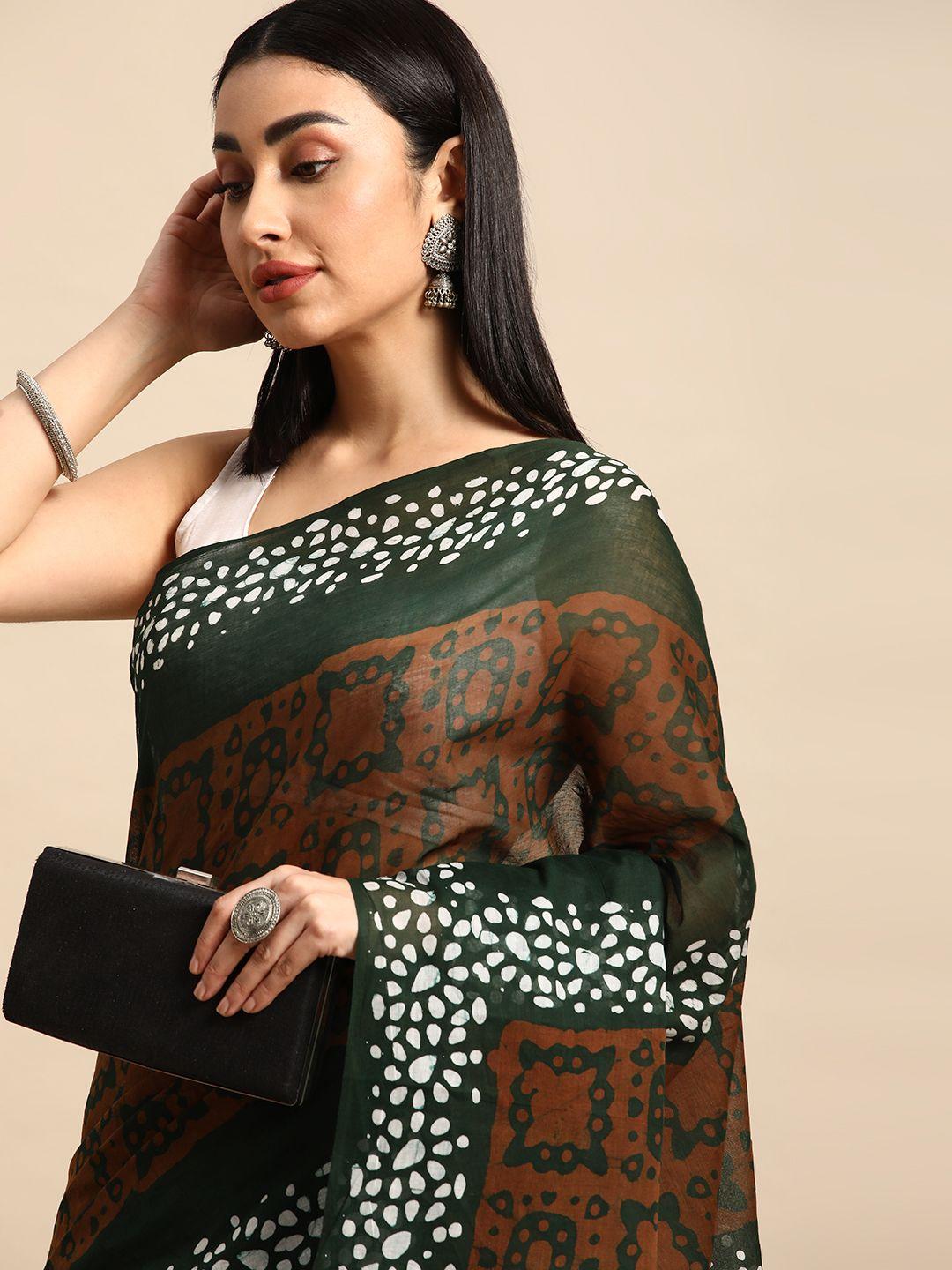 shanvika batik pure cotton block print saree