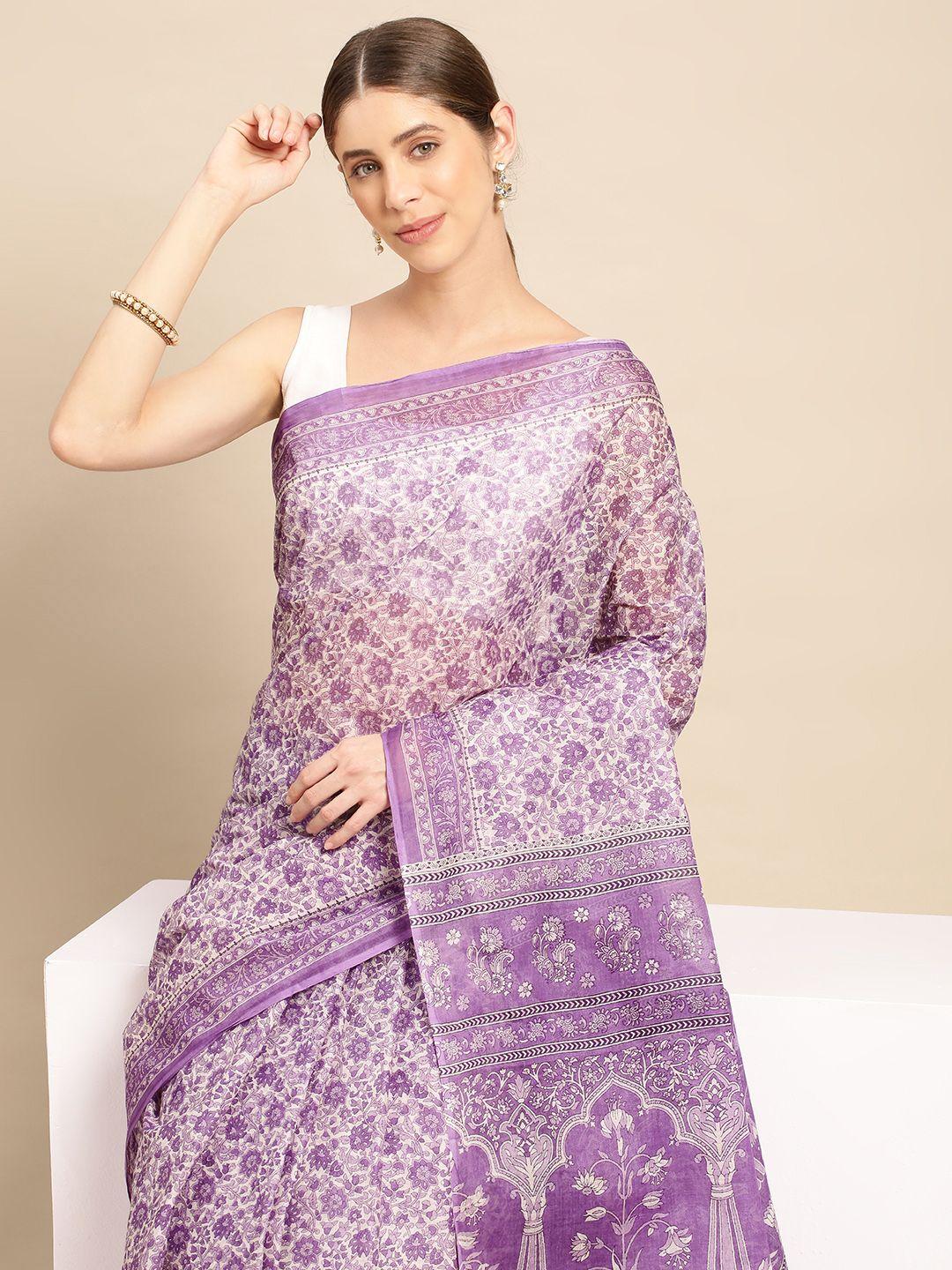 shanvika ethnic motifs printed pure cotton block print saree