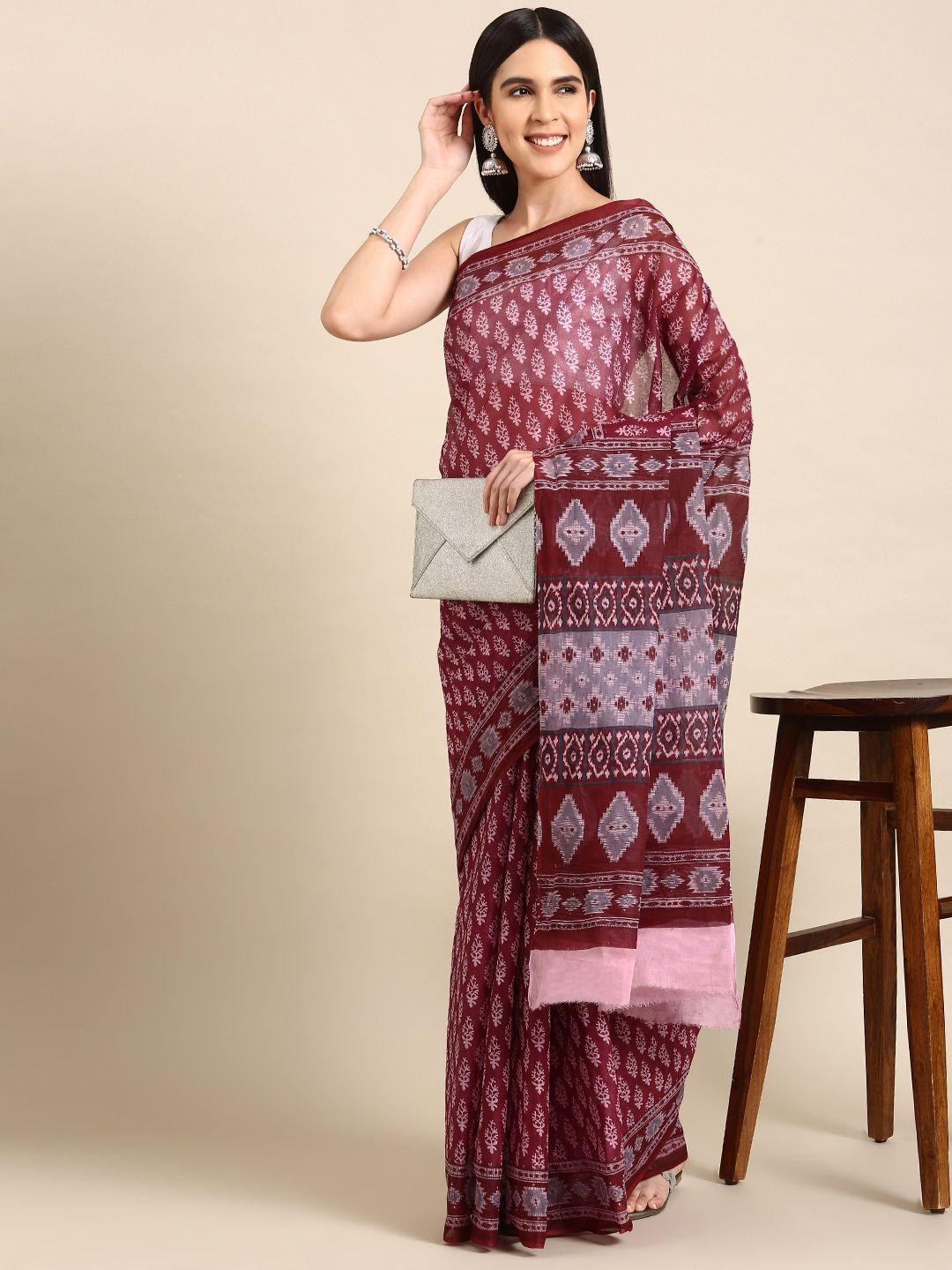 shanvika ethnic motifs printed pure cotton saree