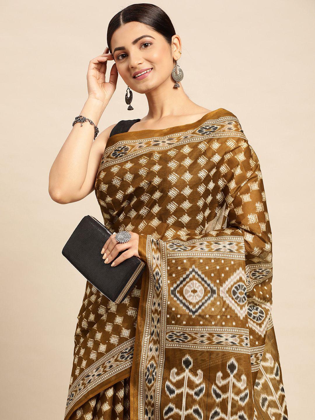 shanvika ethnic motifs pure cotton block print saree