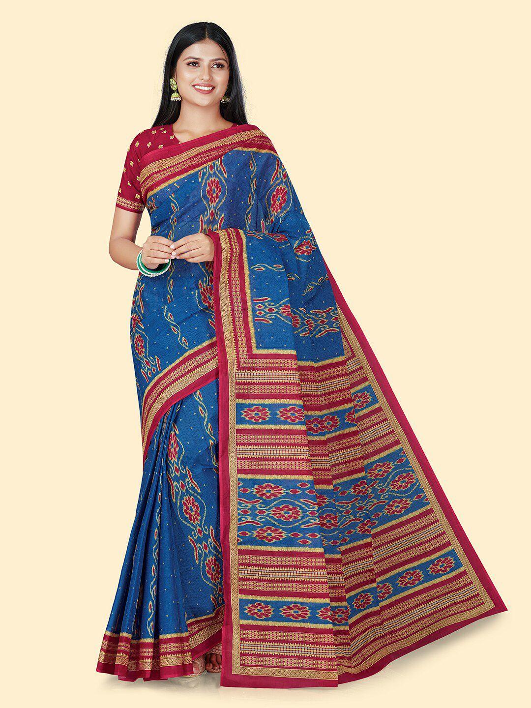 shanvika ethnic motifs pure cotton ikat printed saree