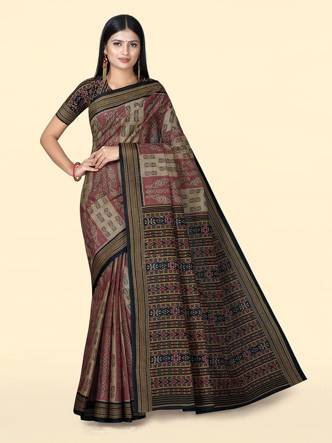 shanvika ethnic woven design pure cotton ikkat saree
