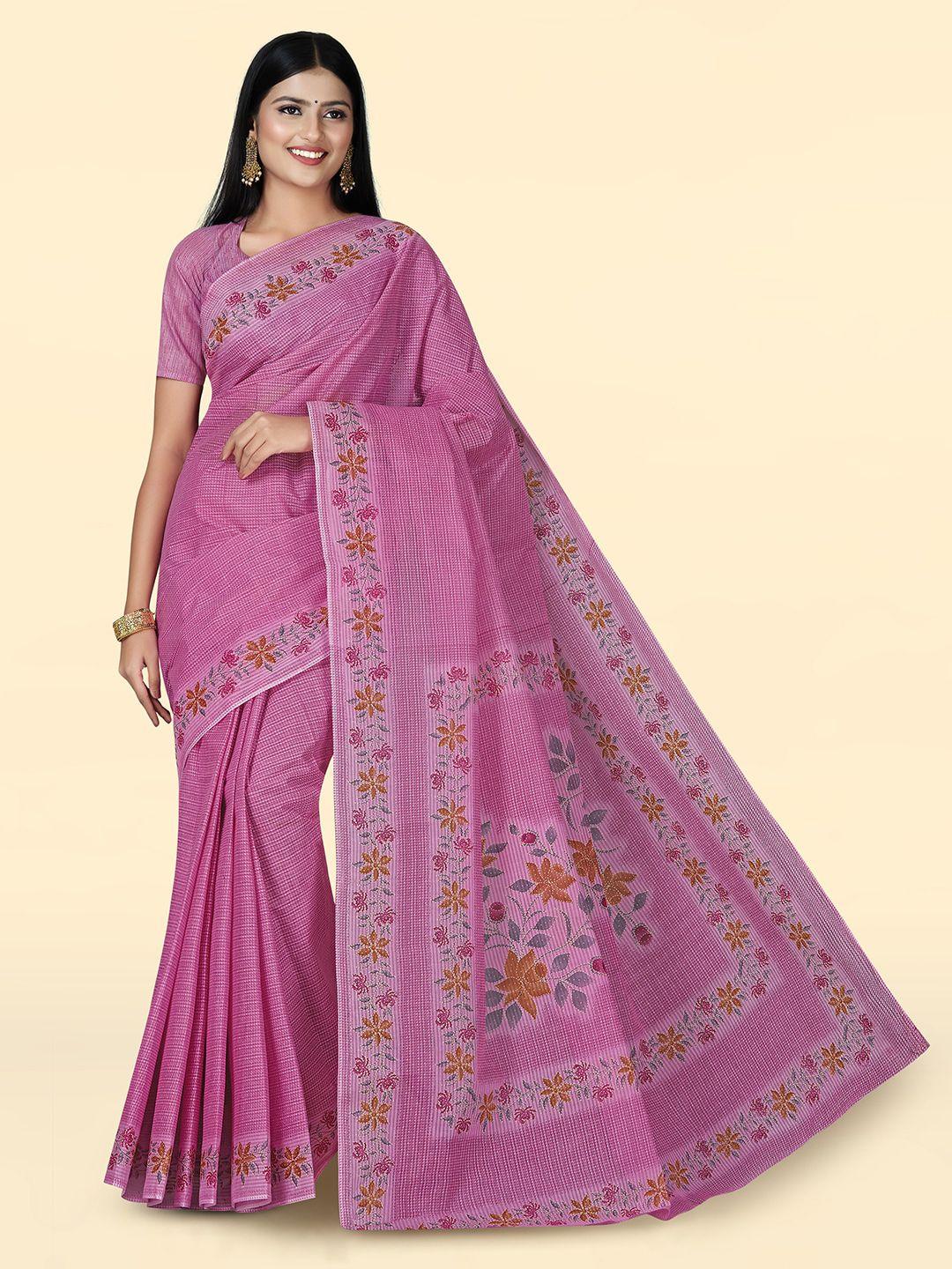 shanvika floral printed pure cotton saree