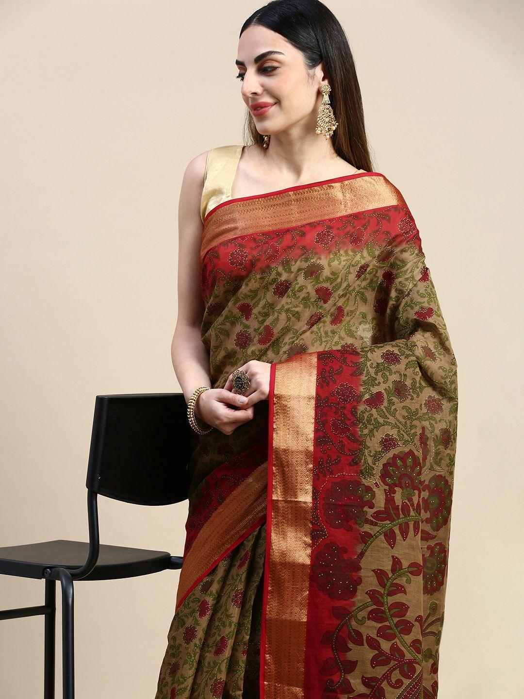 shanvika floral printed pure cotton saree