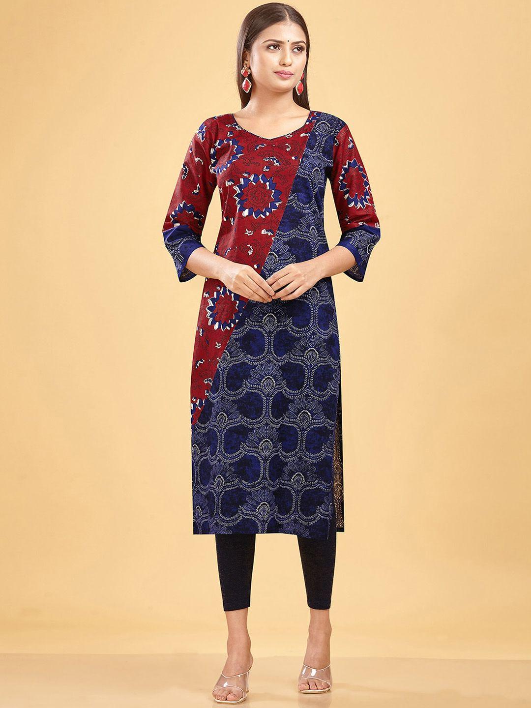 shanvika floral printed pure cotton straight kurta