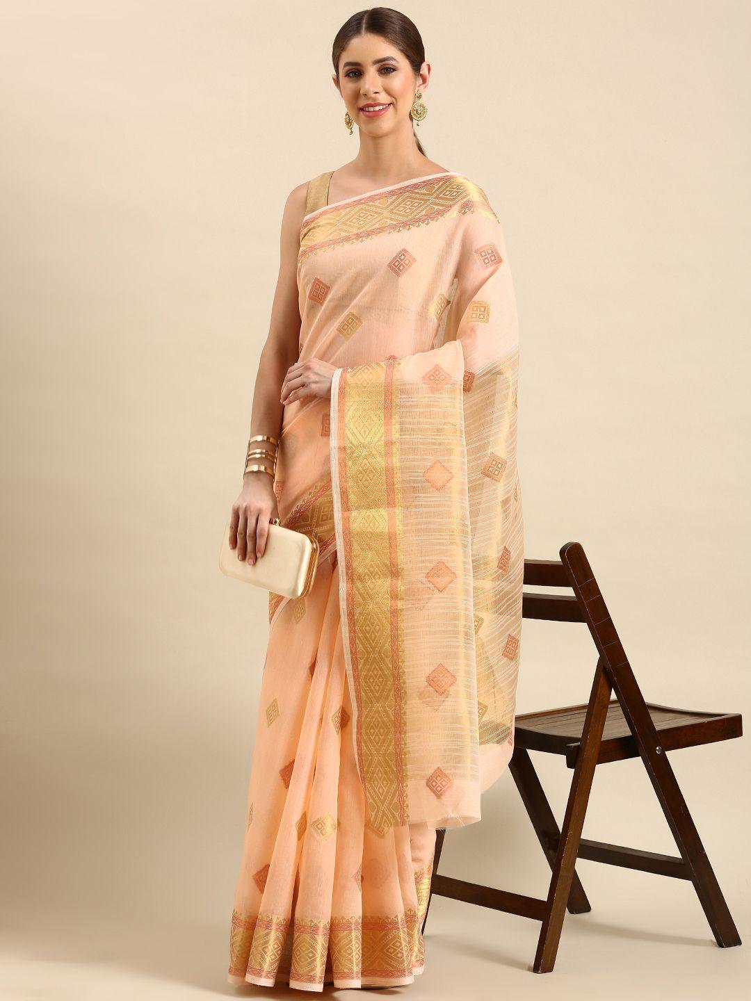 shanvika geometric woven design zari chanderi saree