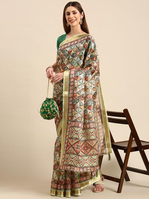 shanvika multicolor art silk geometric design saree with blouse