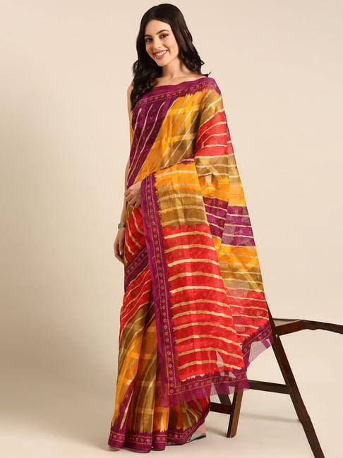 shanvika multicolor printed cotton saree without blouse