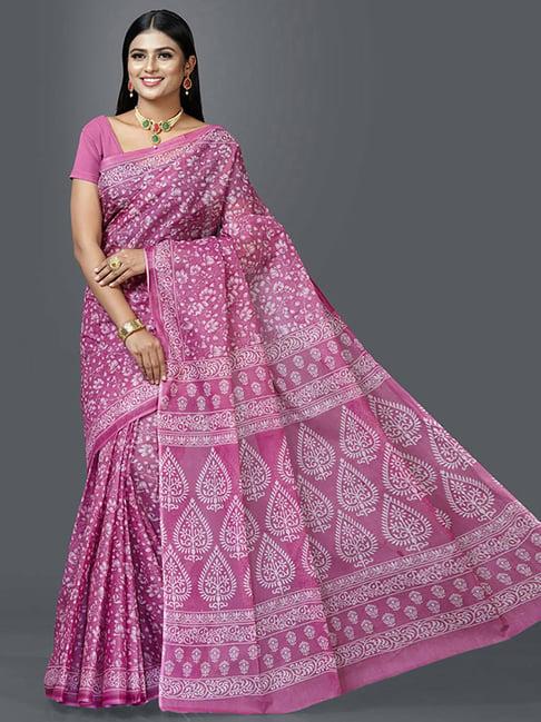 shanvika purple cotton floral print saree