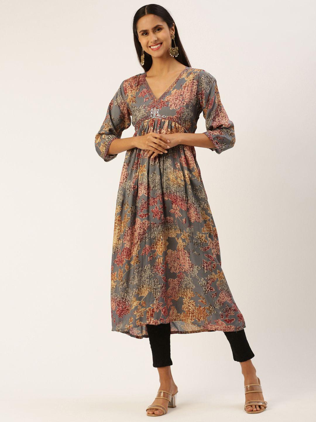 shanvika women abstract printed sequinned kurta