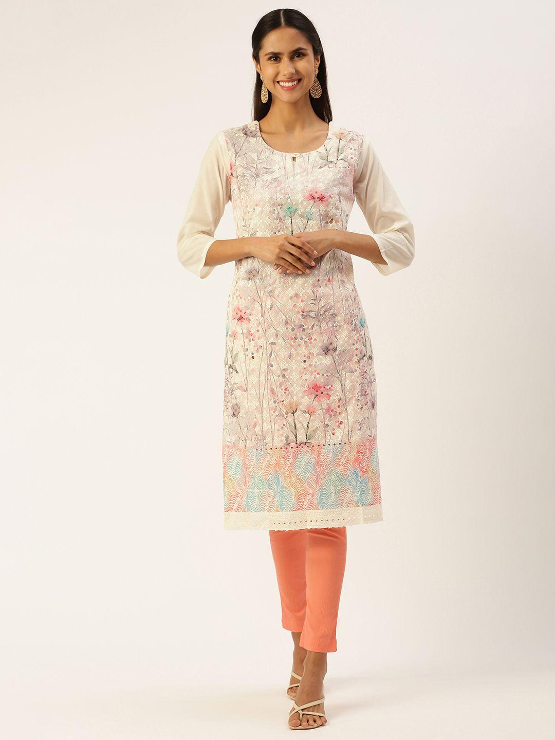 shanvika women floral embroidered chikankari kurta