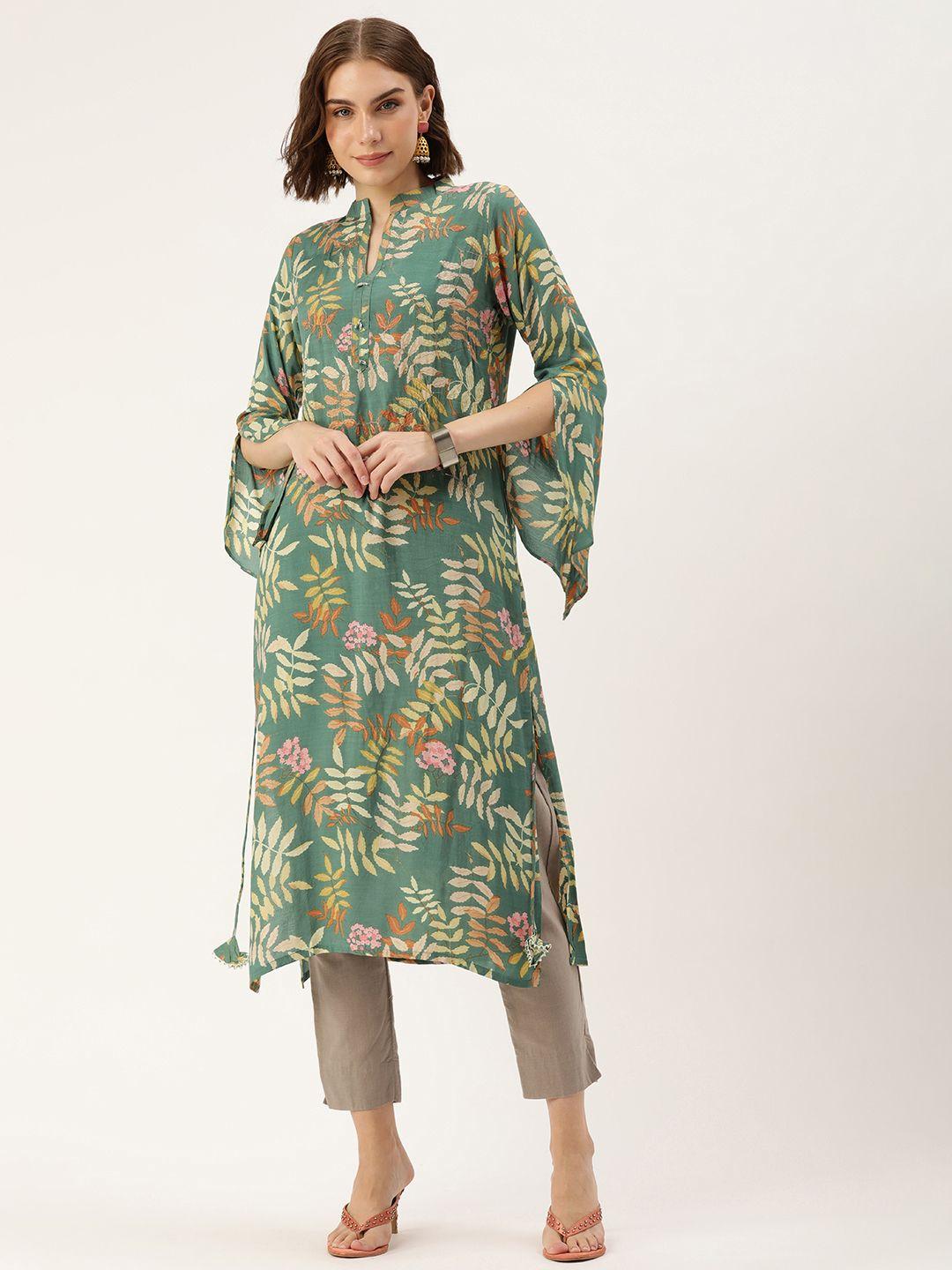 shanvika women floral printed flared sleeves kurta